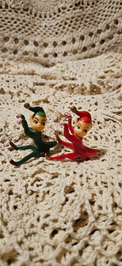 Vintage Pixie/Elf Hanging Plastic Hanging On Glassware
