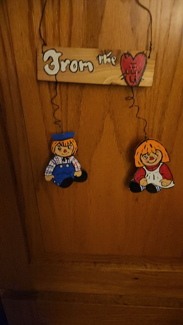 Handpainted decor - Blue Raggedy Ann & Andy - From the Heart