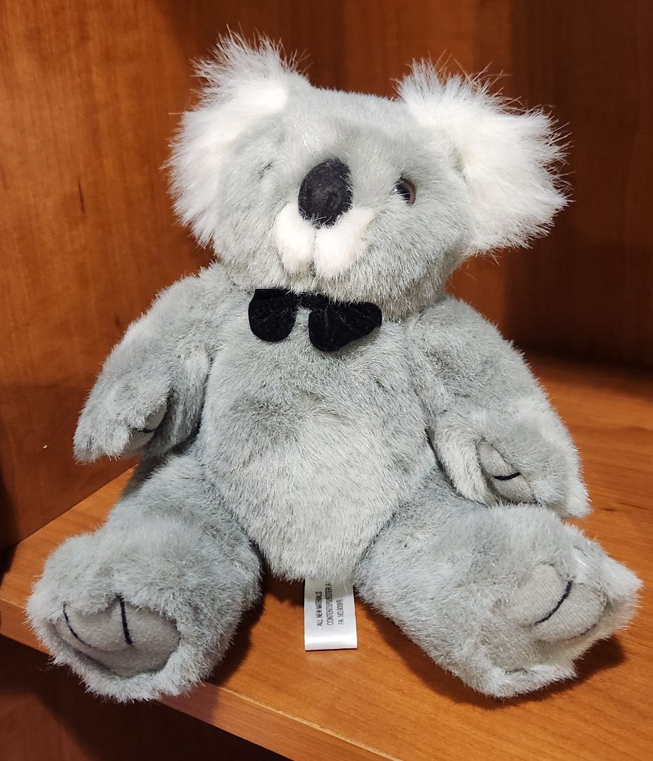 grey Steven Smith Stuffed Animals Inc Stuffed koala bear with black tie