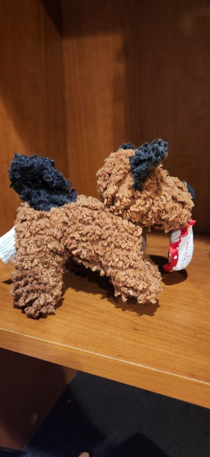 brown and black Fine Toy Co. Brown and black stuffed dog, 4"