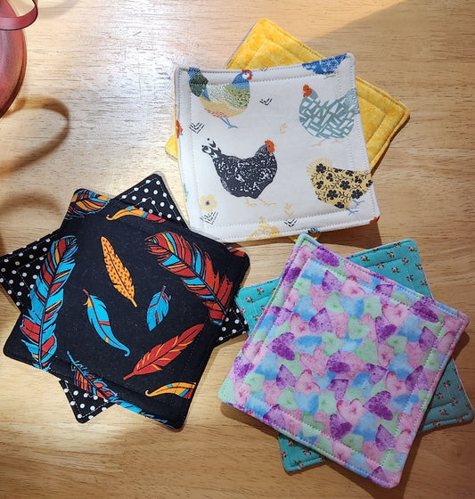 Fabric mug mats or coasters, 5" x 5"