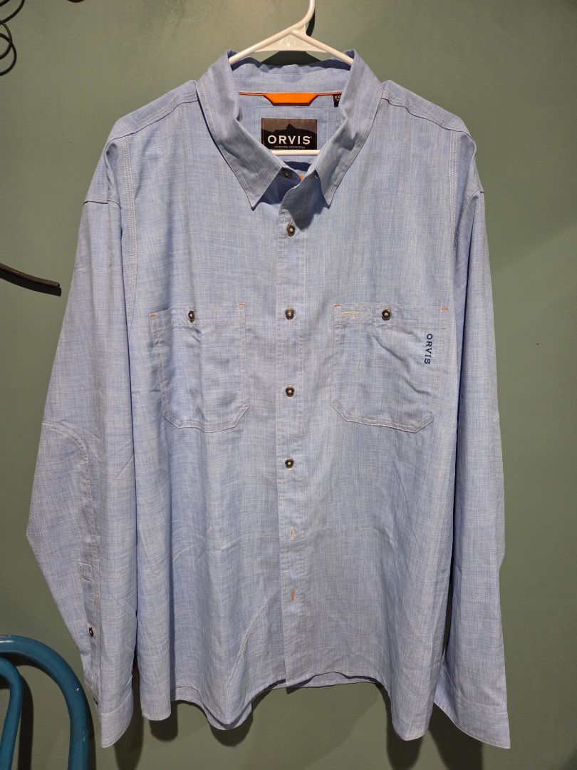 Orviss Men's Tech Chambray Long Sleeve Work short size XXL, XXL Tall