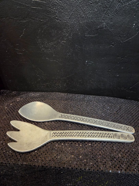 Vintage Pewter Wilton Armetale Salad server fork and spoon