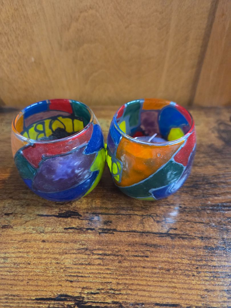 Mosaic glass votive candle holders