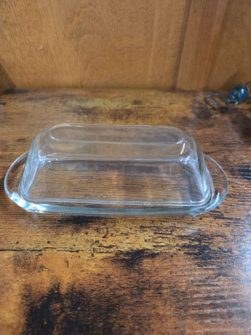 Glass Butter Dish w/ Lid Clear