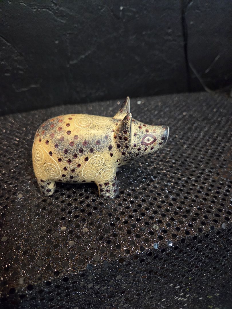 Hand carved and painted Mexican pig