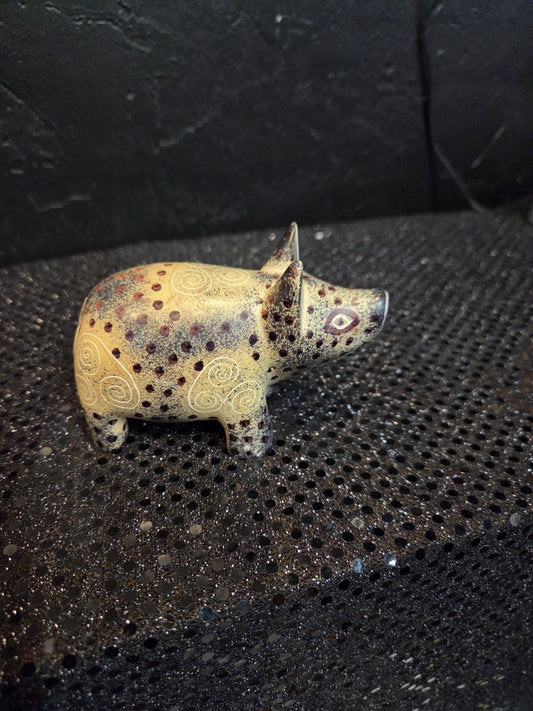 Hand carved and painted Mexican pig