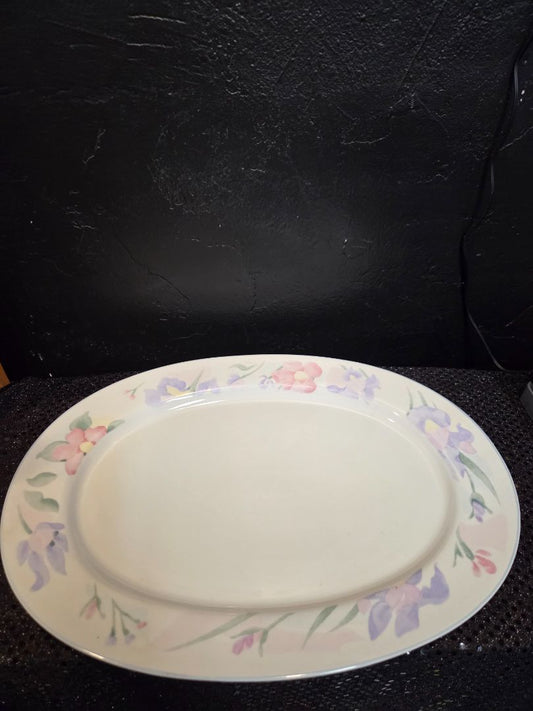 Prestige by Excel Serving Platter Purple and Pink Flowers
