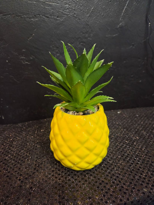 Ceramic Pineapple  Faux Succulent Potted Plant