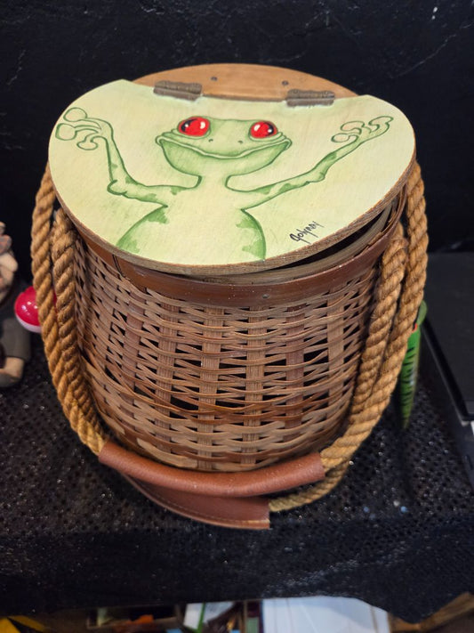Vintage Hand Painted Fishing Basket