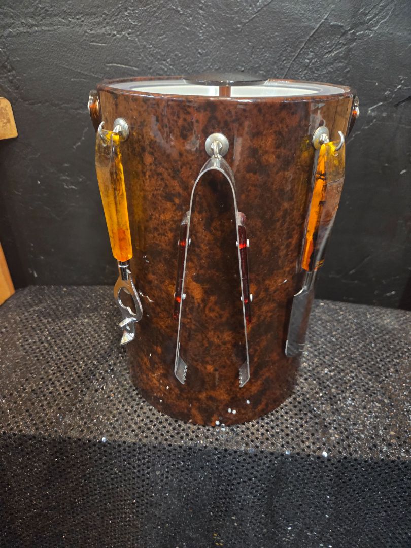 VTG Georges Briard Brown Faux Tortoise Shell Ice Bucket and Bart tools