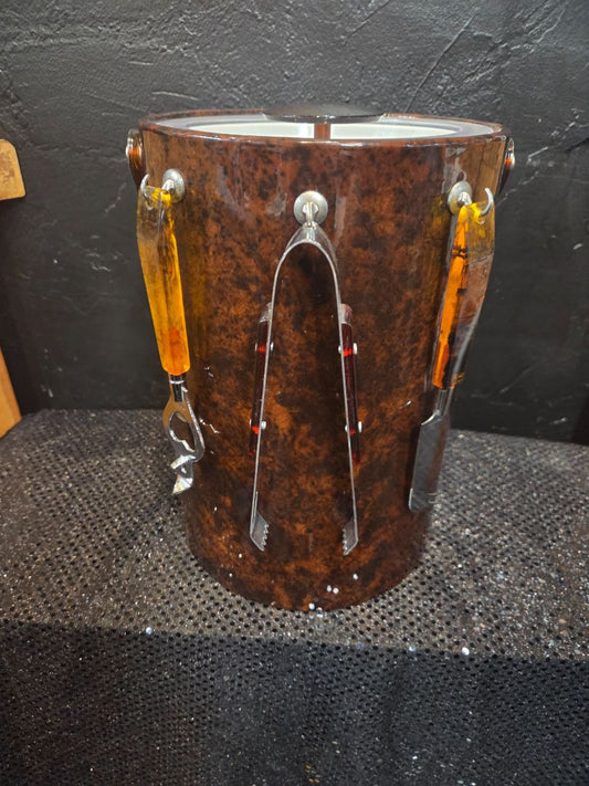 VTG Georges Briard Brown Faux Tortoise Shell Ice Bucket and Bart tools
