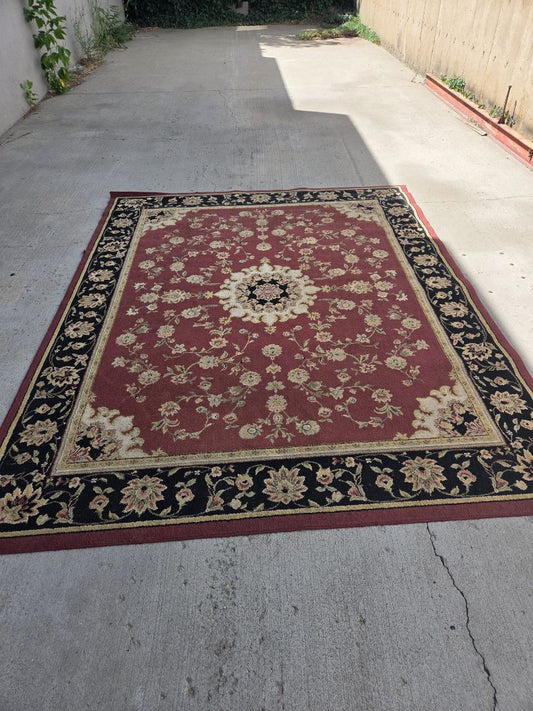 Red and Black Oriental Style Area Rug 8'1 by 10'1 (as is needs to be cleaned)