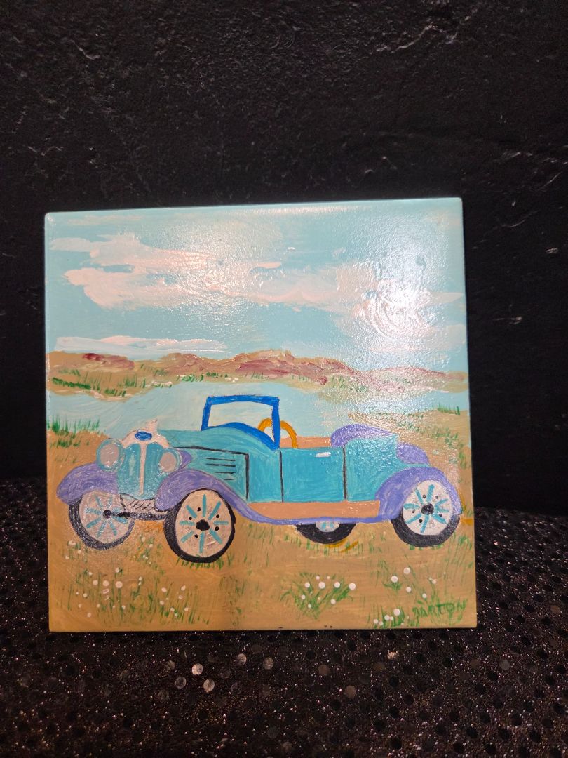 Painted Light Blue Car Tile