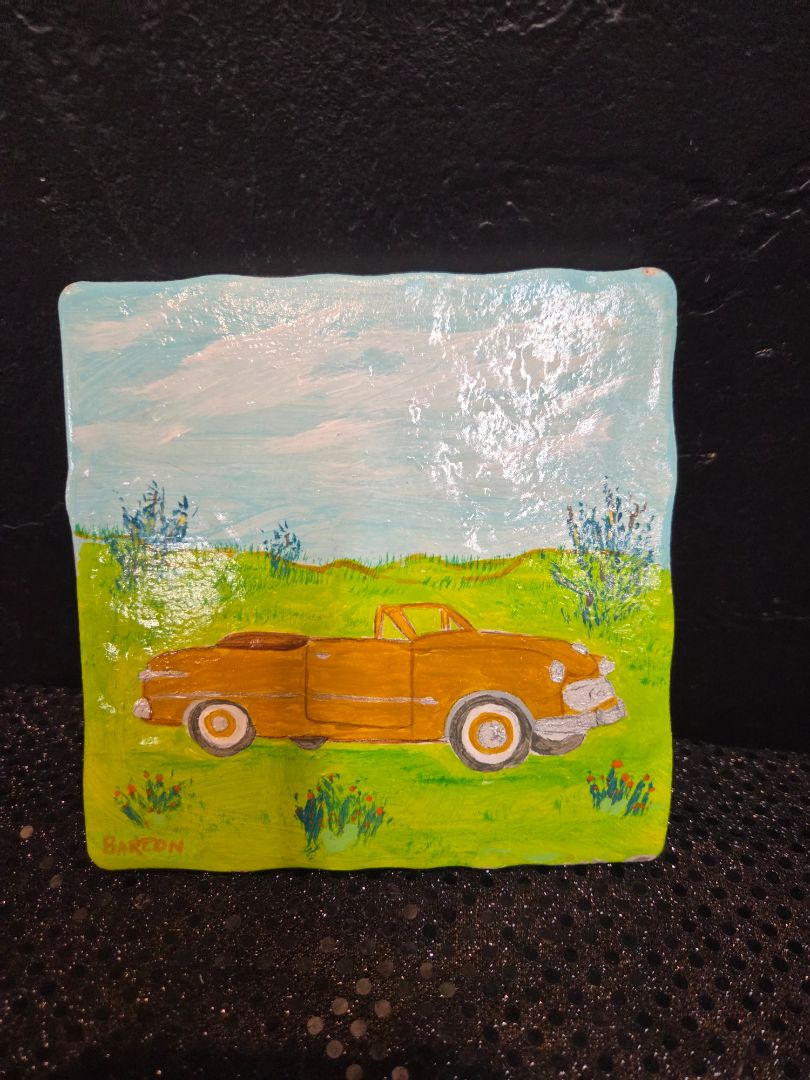 Painted Brown Car Tile