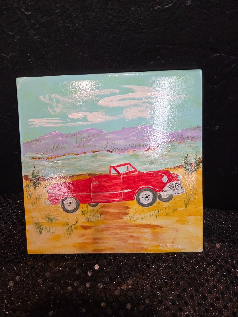Painted Red Car Tile