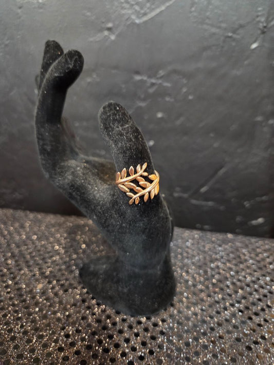 Hand Made Brass Olive Leaf Wrap Ring