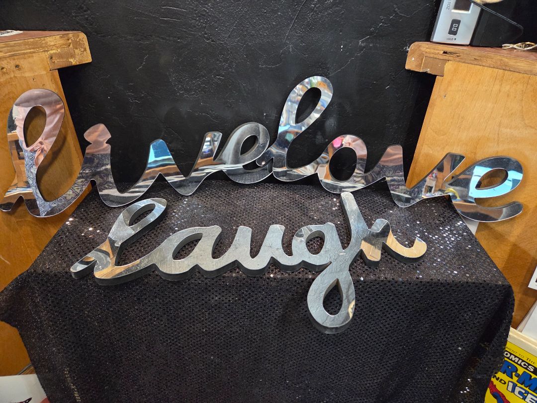 Live,Laugh, and Love Mirrored Sign, 18" × 8"