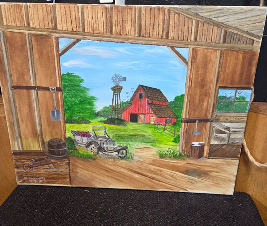 R. Zawedsky Signed Farmhouse and Barn Painting