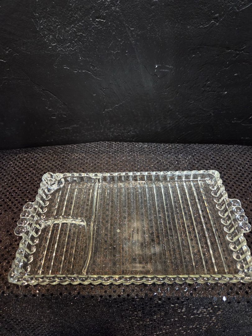 Hazel Atlas Snack Plate Clear glass tray