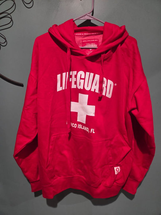 Men's Life Guard Red Sweatshirt Marco Island FL (sz XL)