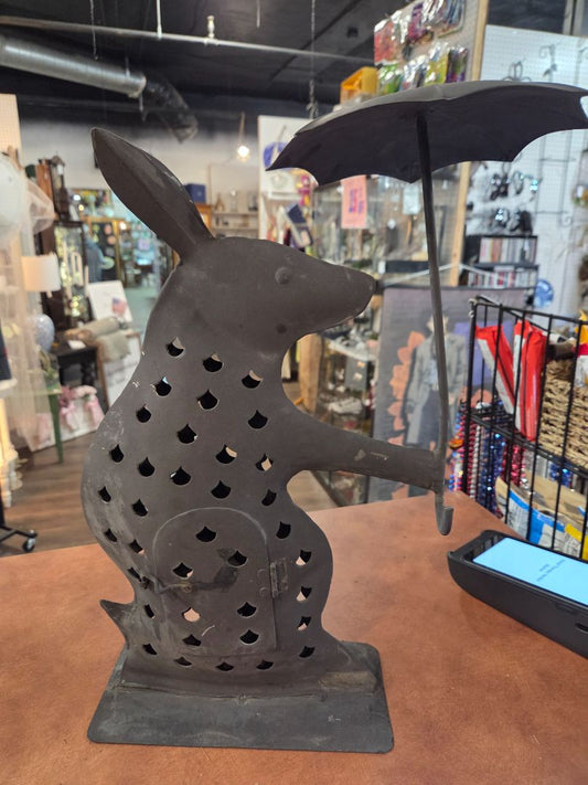 Vintage Metal Bunny with door for lights