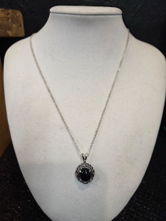 Black Onyx Pendant and Chain
