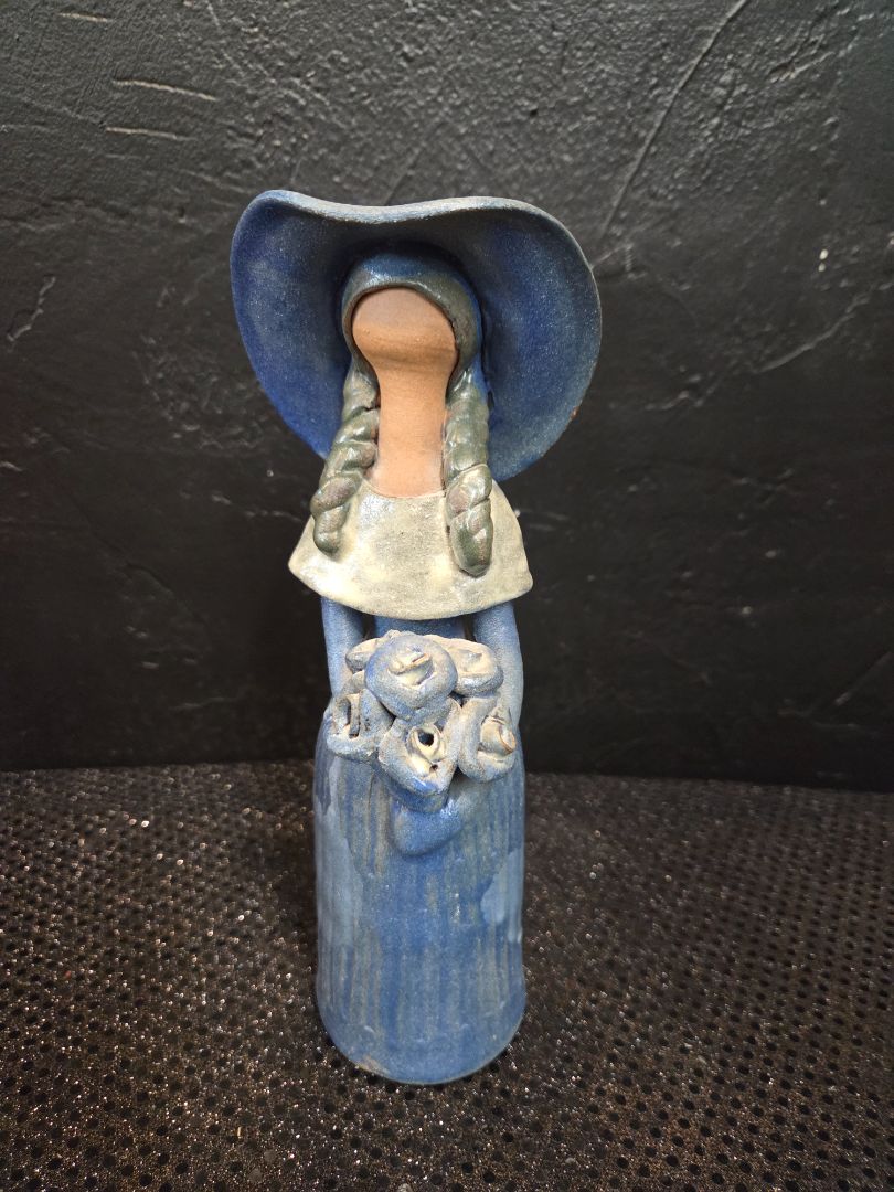 Vintage Blue Clay Terracota Figurine