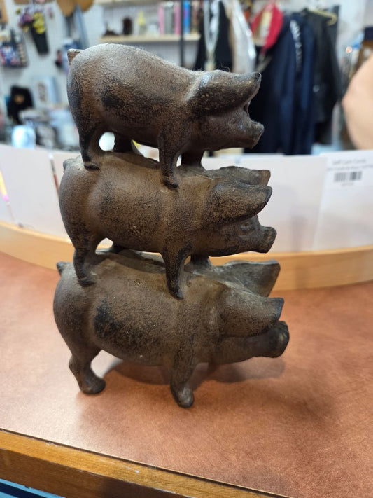 Cast Iron Rusted 3 Pigs