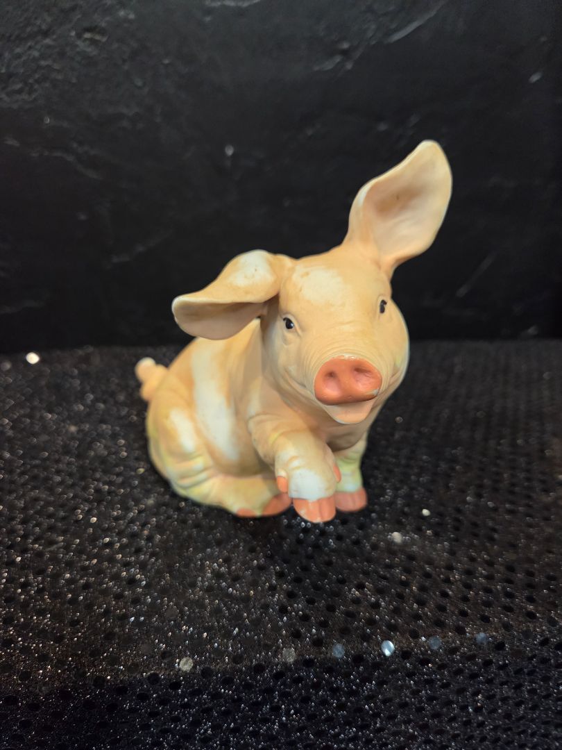 Vintage Happy Pink Pig Figurine