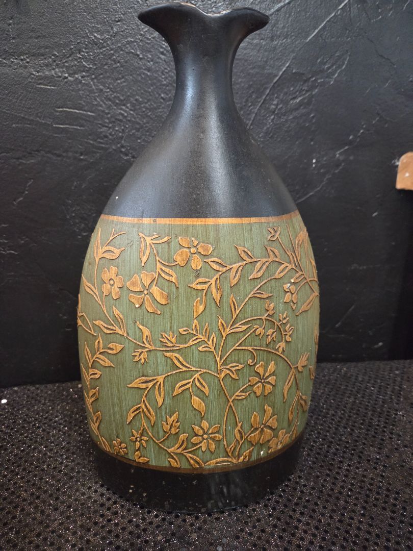 Ceramic Vase black/gold/green