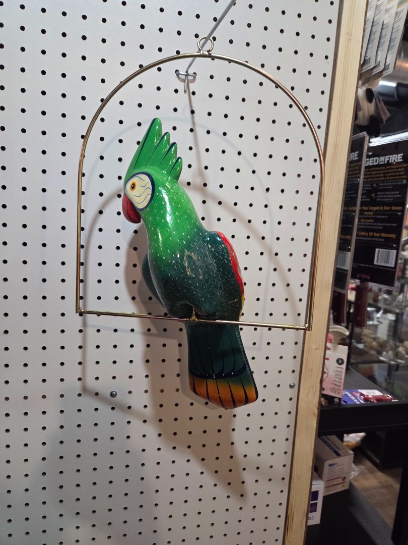 Clay Hanging Macaw with Perch