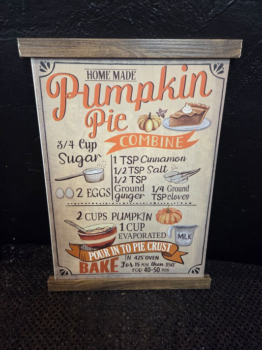 Pumpkin Pie Recipe Wall Hanging