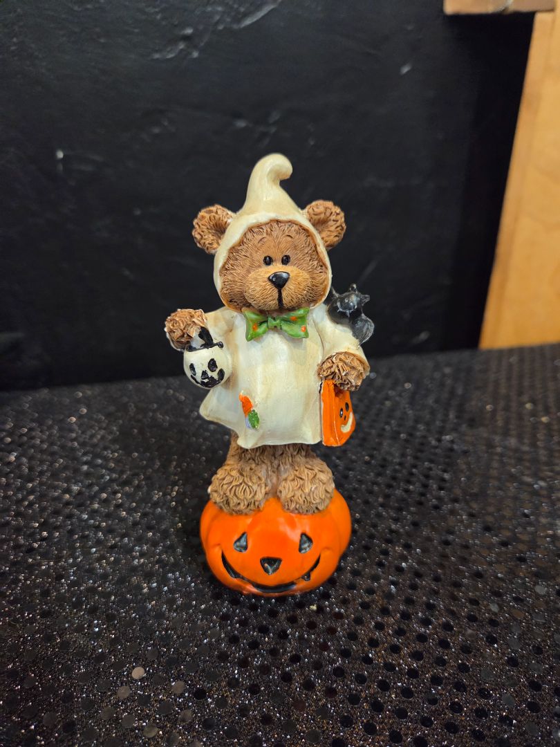 Vintage Bear and Pumpkin Figurine