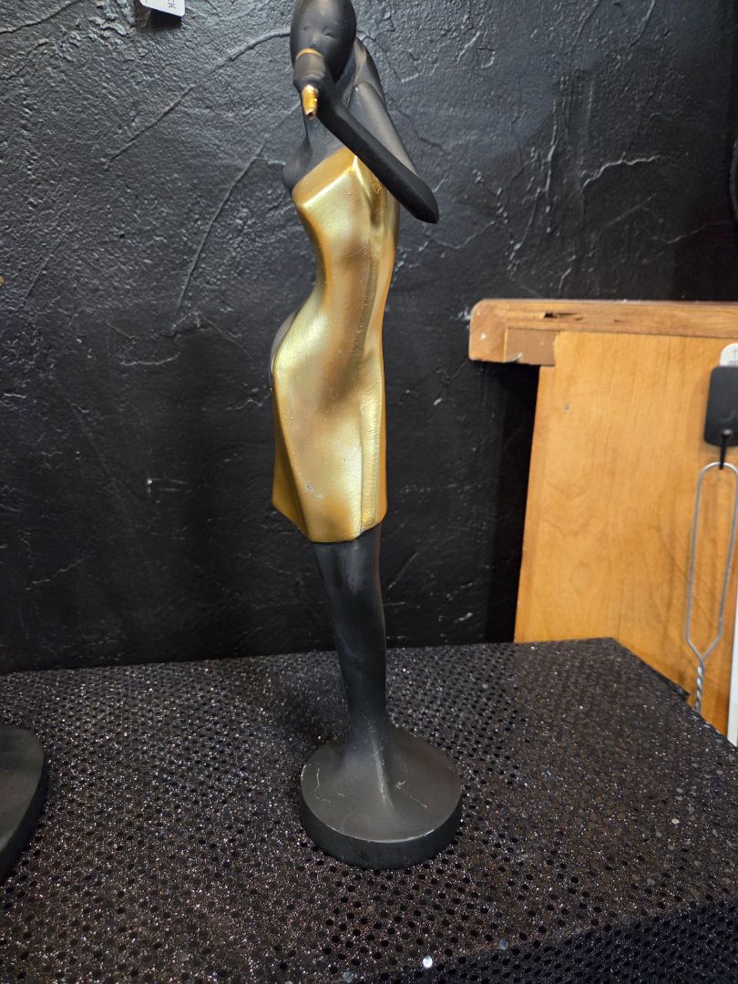 Matte Black and Gold Resin Singer