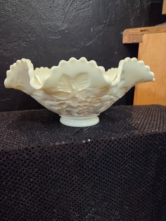 Vintage Milk Glass Footed Compote Bowl
