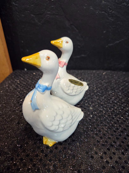 Vintage Porcelain Salt and Pepper Shakers Geese Design