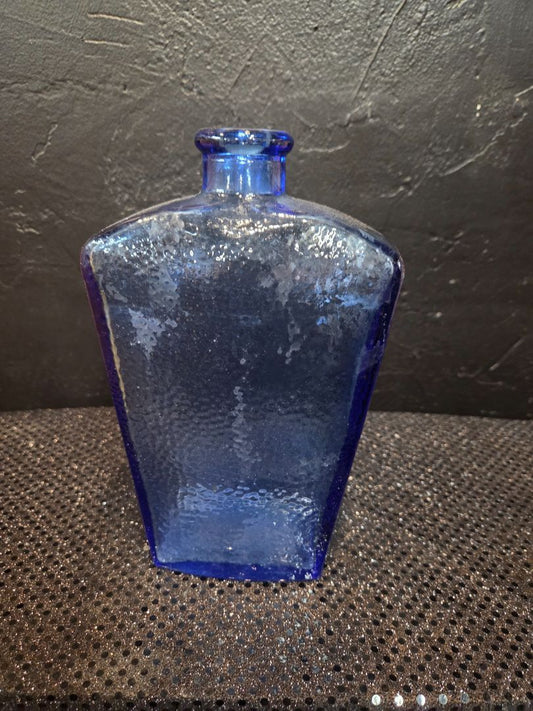 Vintage Libbey Cobalt Blue Glass Bottle Made in Canada Pebbled Texture