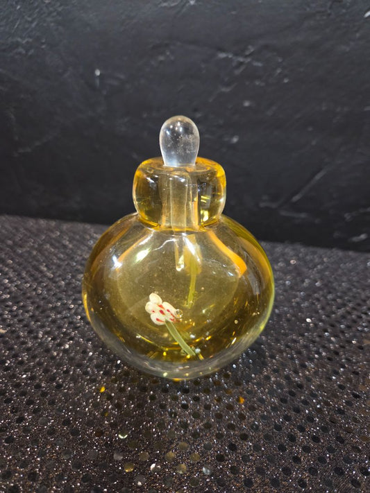 Vintage Amber Blown Glass Perfume Bottle