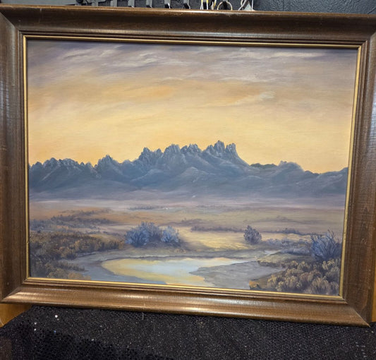 Artisan-Signed Nygard Organ Mountains Oil Painting