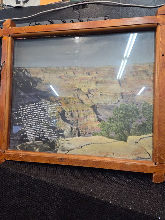 Vintage Framed Print of the Grand Canyon featuring Poem from W.E.Blackburn co 1947