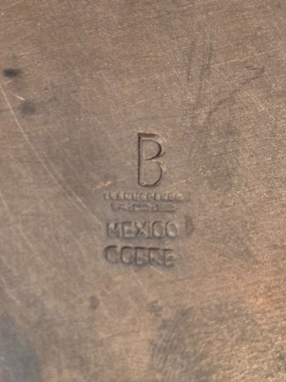 Square Bowl Stamped "B Mexico" Copper