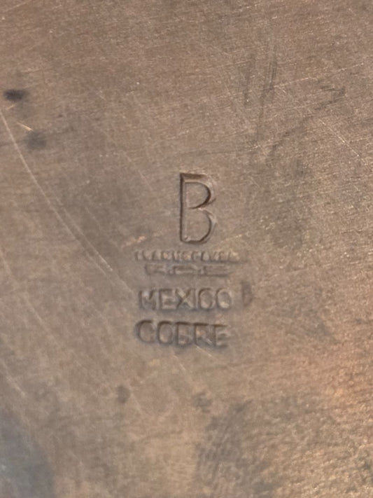 Square Bowl Stamped "B Mexico" Copper