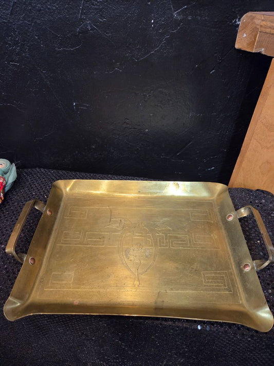Vintage Copper Tray with 2 birds in the middle
