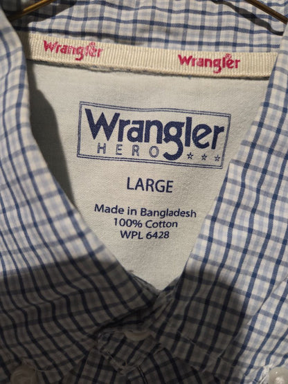 Wrangler Short Sleeve Button up Shirt 100% Cotton (sz L)
