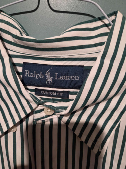 Ralph Lauren Shirt White with Green Stripes (sz L)