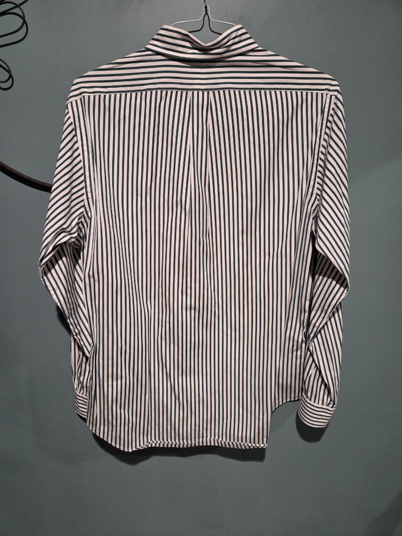 Ralph Lauren Shirt White with Green Stripes (sz L)