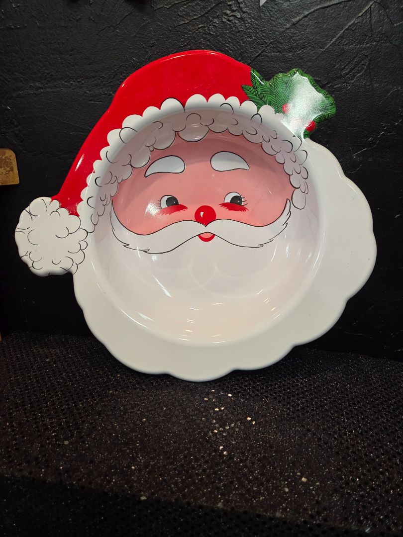 Vintage Ullman Plastic Santa Serving Bowl