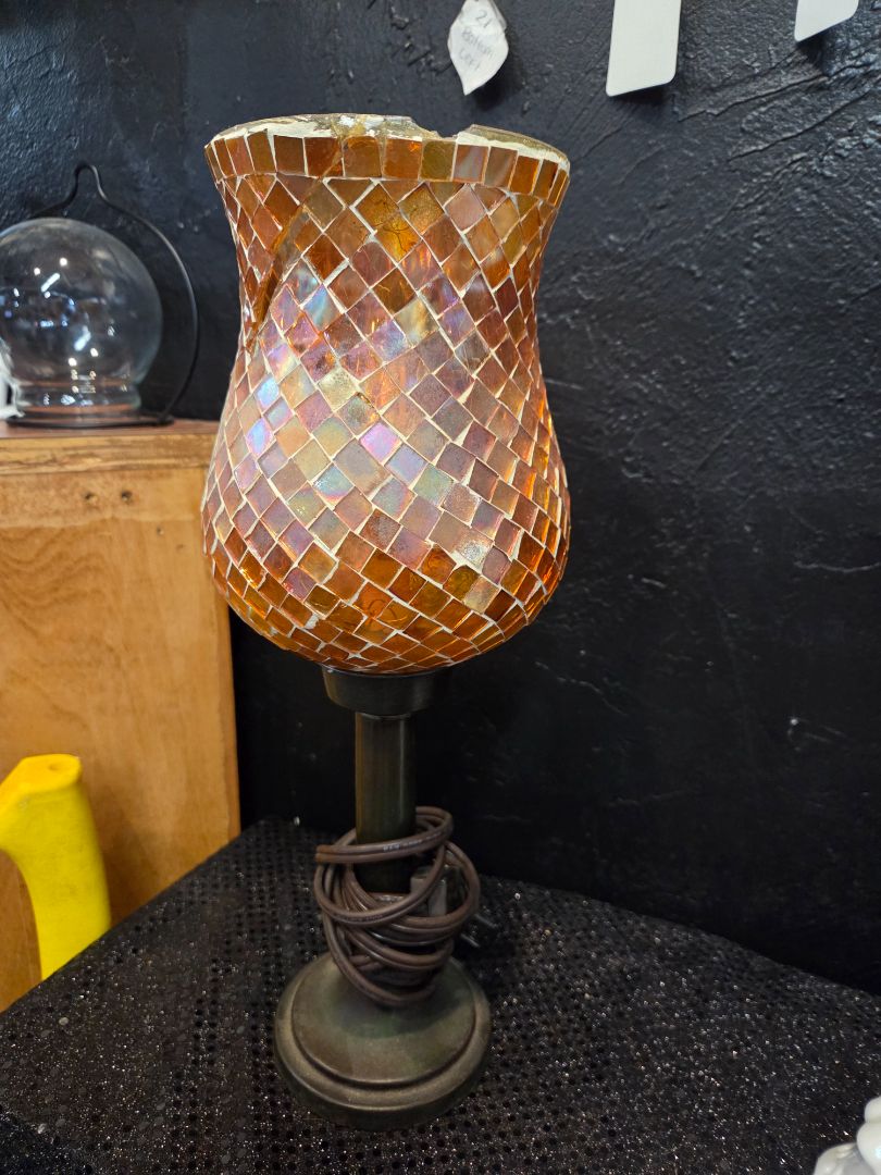 Lamp with Orange Glass Shade (as is)