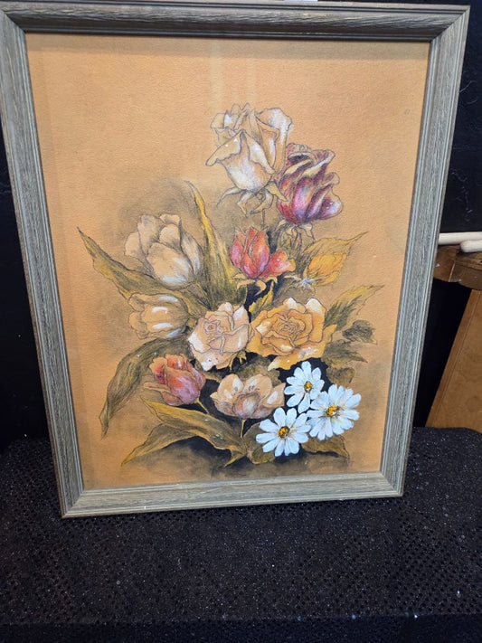 Artisan-Signed Painted Flowers